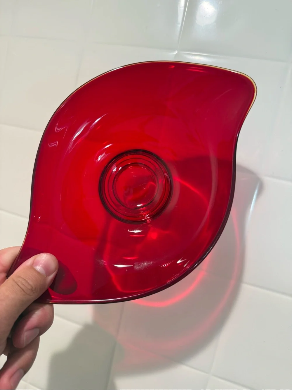 Viking Vintage MCM Red Glass Bowl/Candy Dish 9